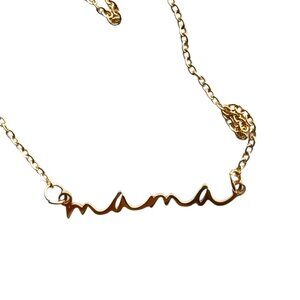 MAMA LOVE - Gold Tiny Mama Script Necklace - 15 inch  - mommy, mom, mama gift